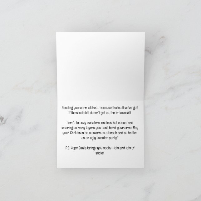 Cartão De Festividades Papai Noel segurando vara de pescar ao lado de cab (Interior)