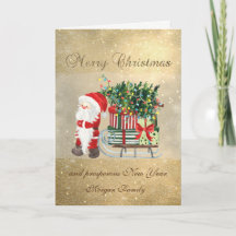 Papai Noel,Sleigh,Pine Tree,Presente,Glittery