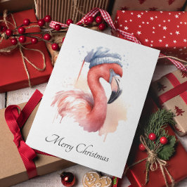 Cartão De Festividades Papai noel Snowbird Flamingo, personalizado