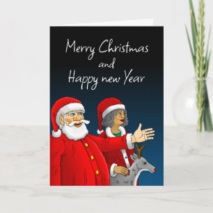 Cartão De Festividades Papai Noel, Sra. Noel e Rudolph a rena