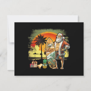 Cartão De Festividades Papai Noel Surfista de Verão Tropical 6 Pack Natal