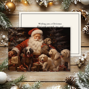 Cartão De Festividades Papai Noel Vintage Cachorrinhos Fofo Natal Feliz
