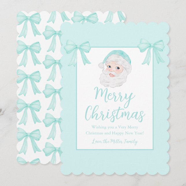 Cartão De Festividades Papai Noel Vintage Chapéu de Menta Personalizado (Frente/Verso)