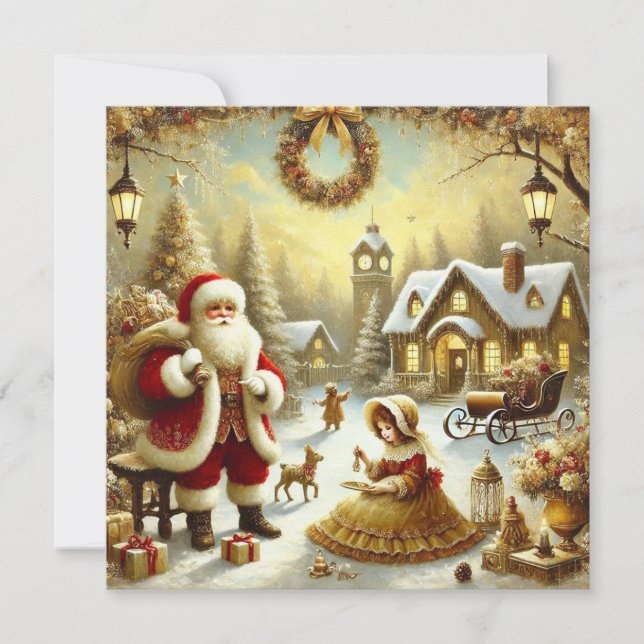 Cartão De Festividades Papai Noel vitoriano (Frente)