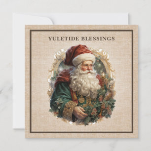 Cartão De Festividades Papai Noel Vitoriano Vintage Luxo em Lona