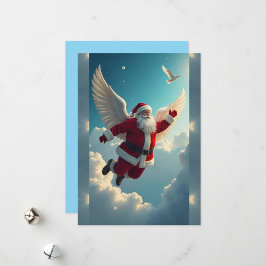 Cartão De Festividades Papai Noel Voador