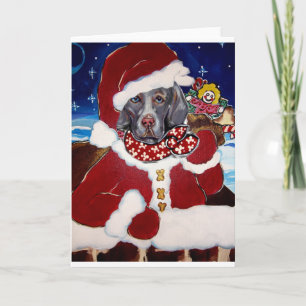Cartão De Festividades Papai Noel Weimaraner