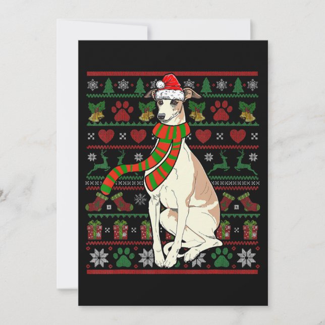 Cartão De Festividades Papai Noel Whippet Amante de Cão Engraçado Natal (Frente)