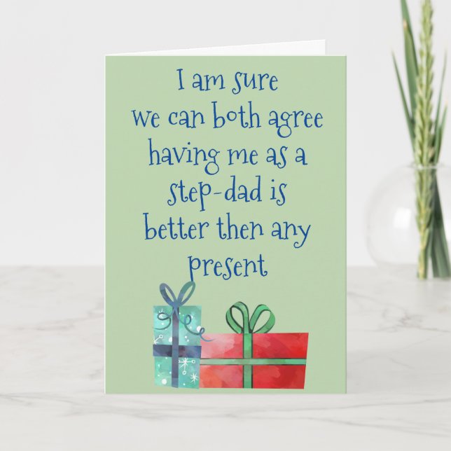 Cartão De Festividades Papai por afinidade para enteado enteada Natal eng (Frente)