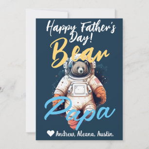Cartão De Festividades Papai Urso Personalizado Nomes Astronauta Simples 