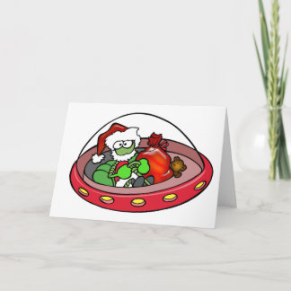 Cartão De Festividades Papais noeis alienígenas em OVNI: Fora deste Natal