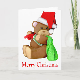 Cartão De Festividades Papais noeis Bear te deseja um feliz Natal