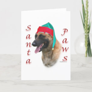 Cartão De Festividades Papais noeis belgas Malinois Paws;Papais noeis Bel