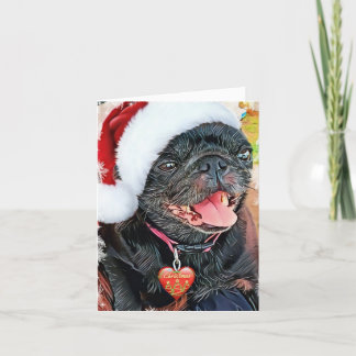 Cartão De Festividades Papais noeis Black Pug