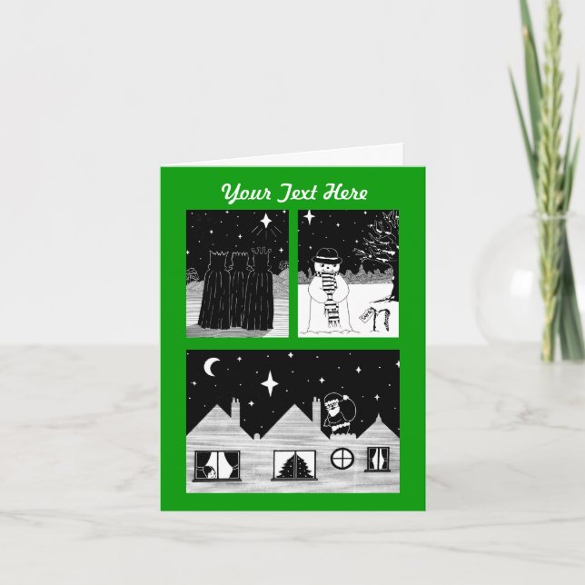 Cartão De Festividades papais noeis - boneco de neve - três reis - Natal  (Frente)