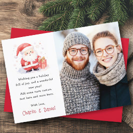 Cartão De Festividades Papais noeis bonitos aquarela Foto de Natal Merry