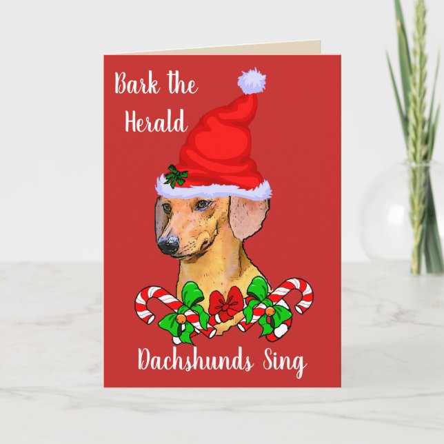 Cartão De Festividades Papais noeis bonitos Dachshund Natal (Frente)