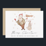 Cartão De Festividades Papais noeis bonitos Snowman Feliz Natal<br><div class="desc">Papais noeis bonitos Snowman Feliz Natal. Bonita e divertida para seus cartões de natal,  personalize facilmente com suas saudações e nomes e ano embaixo. Feliz Natal está em um roteiro de na moda.</div>