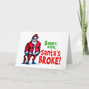 Cartão De Festividades Papais noeis Broke