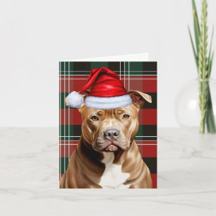Cartão De Festividades Papais noeis Castanhos Cachorros  Cachorros Xadrez
