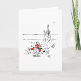 Cartão De Festividades Papais noeis cavando óleo