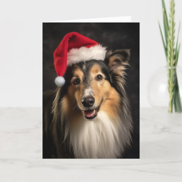 Cartão De Festividades Papais noeis Collie