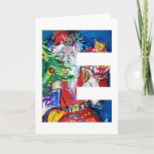 CARTÃO DE FESTIVIDADES PAPAIS NOEIS COM BALÕES E MONOGRAMA DE ÁRVORE DE