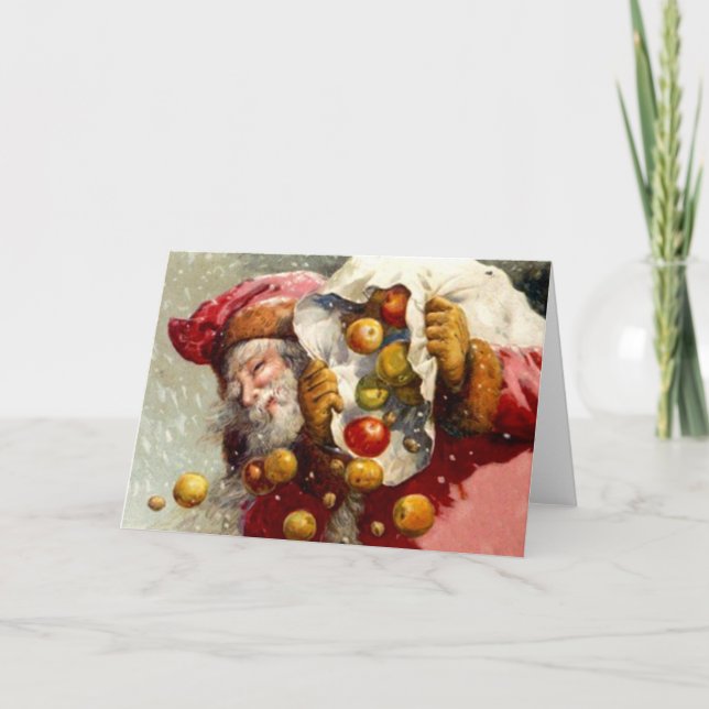 Cartão De Festividades Papais noeis com Maçã Maçã Antigua (Frente)