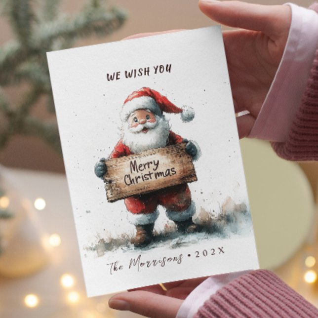 Cartão De Festividades Papais noeis com Sinal Feliz Natal (Criador carregado)