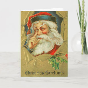 Cartão De Festividades Papais noeis Conhecidos, Uma Placa De Natal vintag