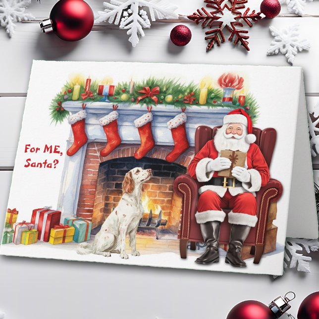 Cartão De Festividades Papais noeis Dão Festa para o Cachorro Inglês (Criador carregado)