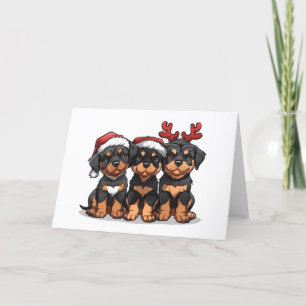 Cartão De Festividades Papais noeis de Cachorro Rottweiler Natal