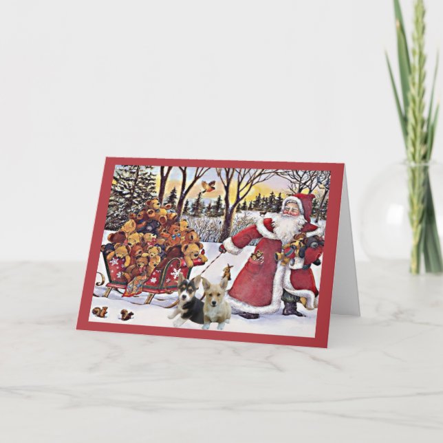 Cartão De Festividades Papais noeis de cartas de Natal de Pembroke Welsh  (Frente)