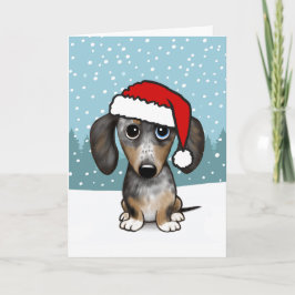 Cartão De Festividades Papais noeis de Dachshund Cachorros Cachorros Cach