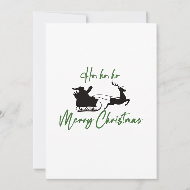 Cartão De Festividades Papais noeis de Feliz Natal Verde Sleigh e Reindee (Frente)