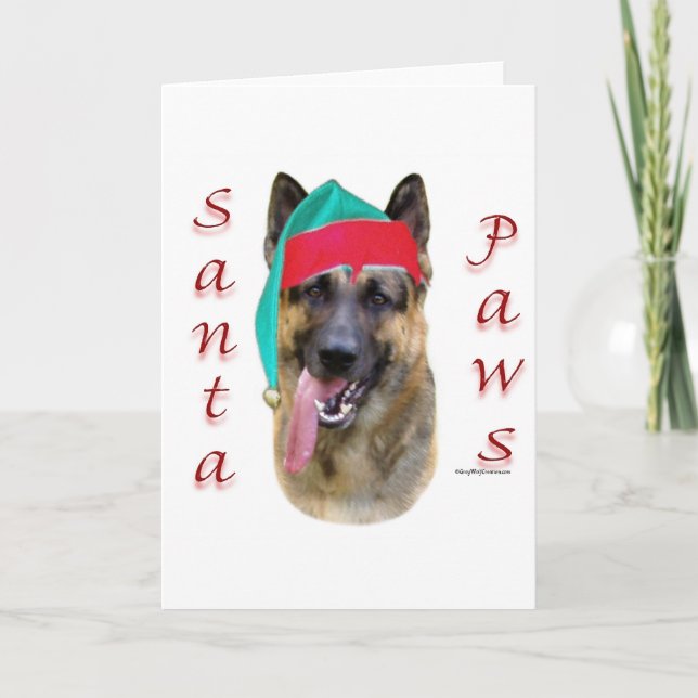 Cartão De Festividades Papais noeis de german shepherd (Frente)