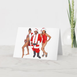 Cartão De Festividades Papais noeis de gueto e seus Elfos do Capuz