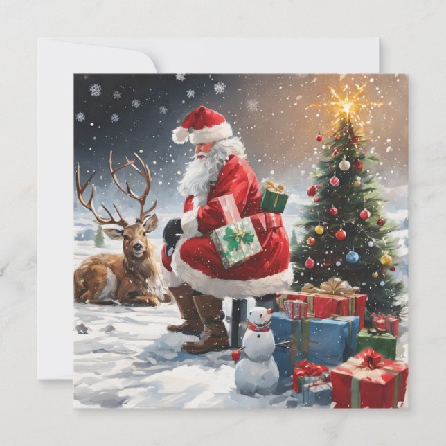 Cartão De Festividades Papais noeis de Natal (Frente)