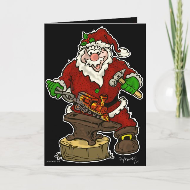 Cartão De Festividades Papais noeis de Natal Blacksmith (Frente)