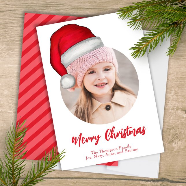 Cartão De Festividades Papais noeis de Natal bonitos Elf Engraçado Whimsi (Merry Christmas cute whimsical photo greeting card with a single photo template. )