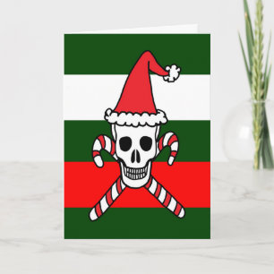 Cartão De Festividades Papais noeis de Natal Caveira e Crossbones