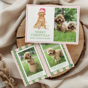 Cartão De Festividades Papais noeis de Natal com Aquarela Foto de Cachorr
