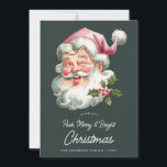 Cartão De Festividades Papais noeis de Natal cor-de-rosa-feliz<br><div class="desc">Cartão de Feriado Rosa Vintage com Papais noeis sorridentes de cor d'água. Edite seus desejos personalizados na parte traseira do cartão.</div>