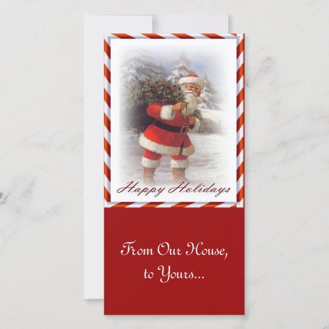 Cartão De Festividades Papais noeis de Natal da Nossa Casa para a Sua (Frente)