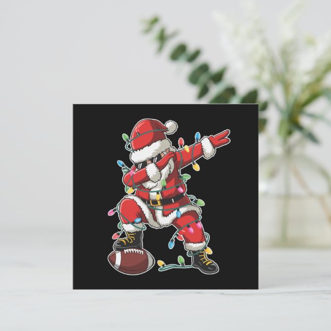Cartão De Festividades Papais noeis De Natal Dabbing Futebol Do Xmas (Em pé/Frente)