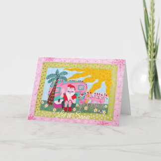 Cartão De Festividades Papais noeis de Natal engraçados, Flamingo Trailer