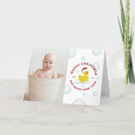 Cartão De Festividades Papais noeis de Pato de Borracha Bolhas de Natal