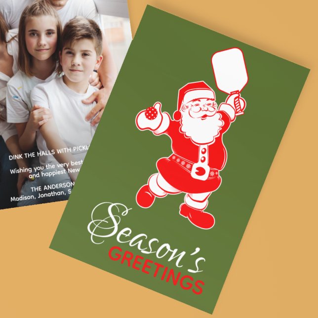Cartão De Festividades Papais noeis de Pickleball Clássicos Foto de Natal (Criador carregado)