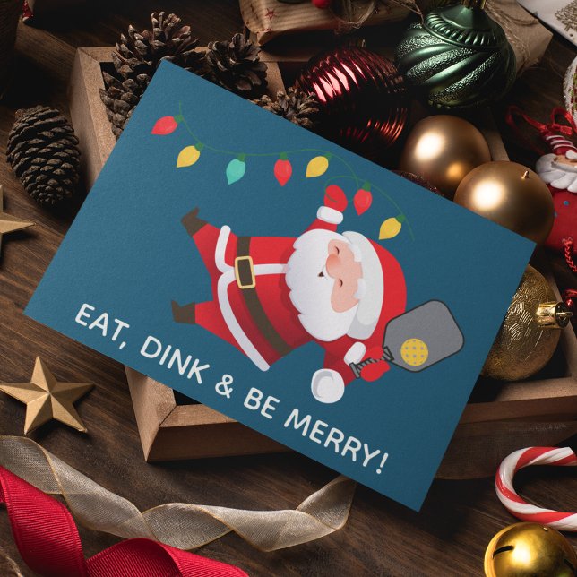 Cartão De Festividades Papais noeis de picleball azul Foto de Natal (Criador carregado)