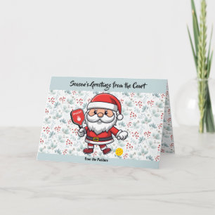 Cartão De Festividades Papais noeis de picleball de Natal pastel